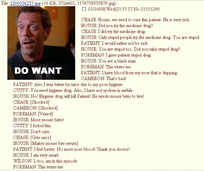 House tv show what all scripts look like